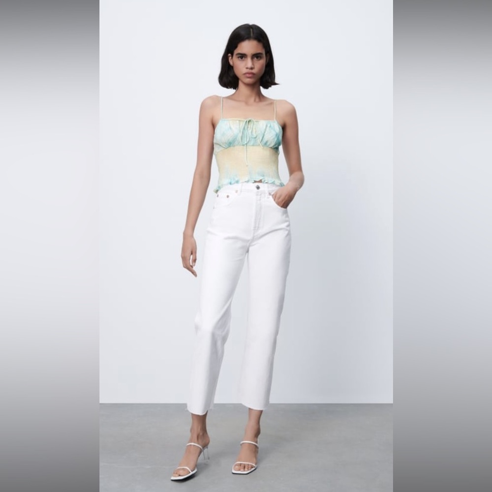 Zara white straight leg jeans